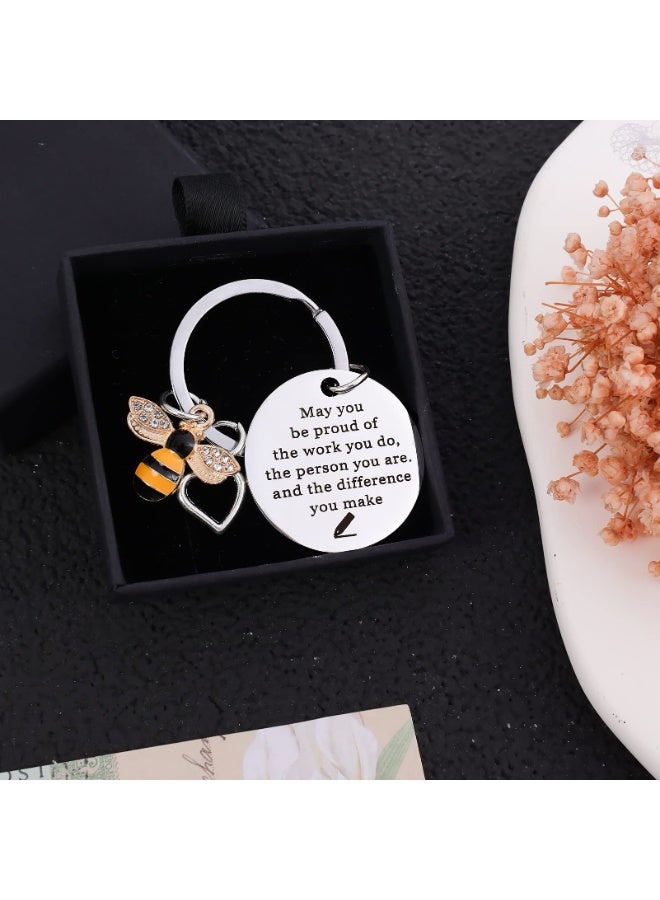Bee Keychain for Women Men Bee Appreciation Keychain for Teacher Graduation from Students Thank You Gifts Christmas - Image 2